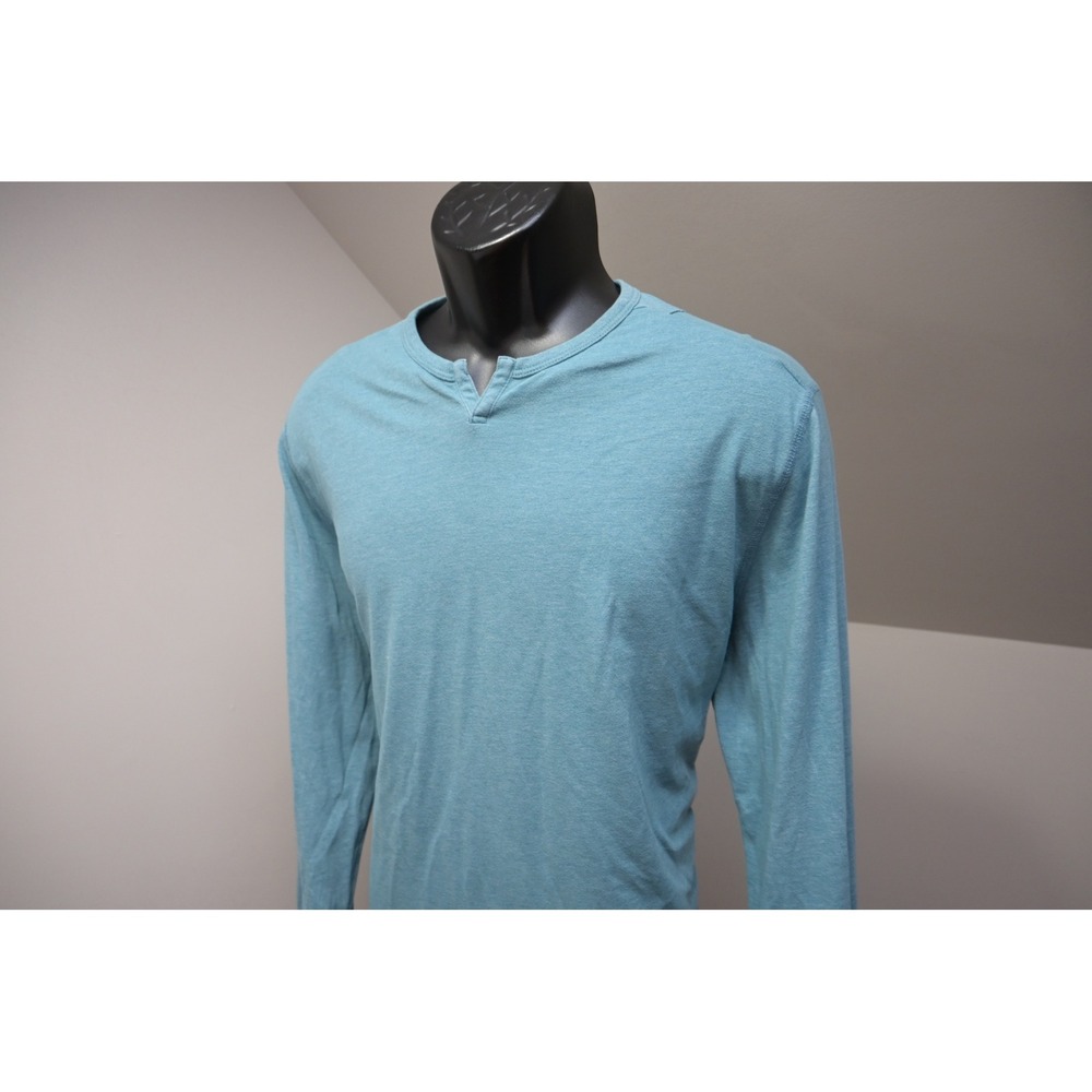 UNTUCKit Long Sleeve Henley Shirt Mens XL Teal Blue Split Neck Heathered EUC
